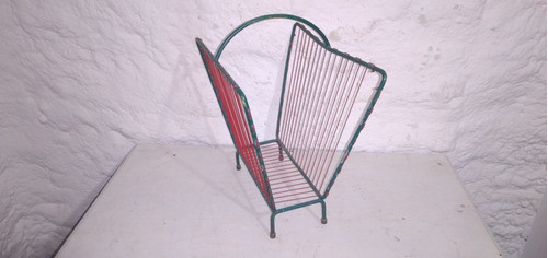 Antiguo Vintage Revistero Metal Decada 1960 40x40x20cm 1