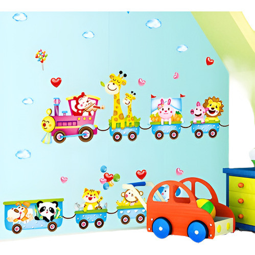 Animales Mono Árbol Tren Pared Pegatinas Infantiles Los Niño 0