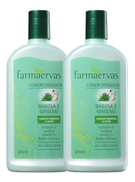 Kit 2 Condicionadores 320ml Babosa E Ginseng Farmaervas 0