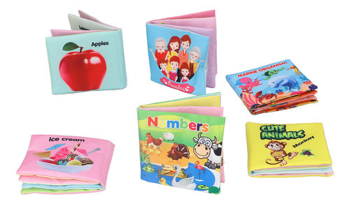 Livros Impermeáveis Para Bebês, 6 Peças De Banho, Tecido Mac 0