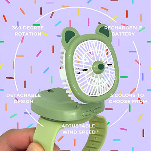 Ventilador Para La Muñeca Carga Por Usb, Ajustable. Verde 1