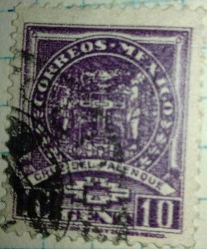 Sello  Correos Mexico Cruz Del Palenque 10 Cnt 1934 1
