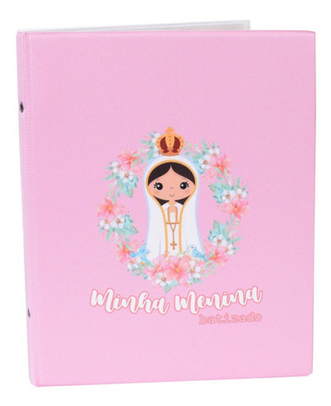 Álbum De Fotos 20x25 Batismo Rosa Batizado Bebê Infantil 0
