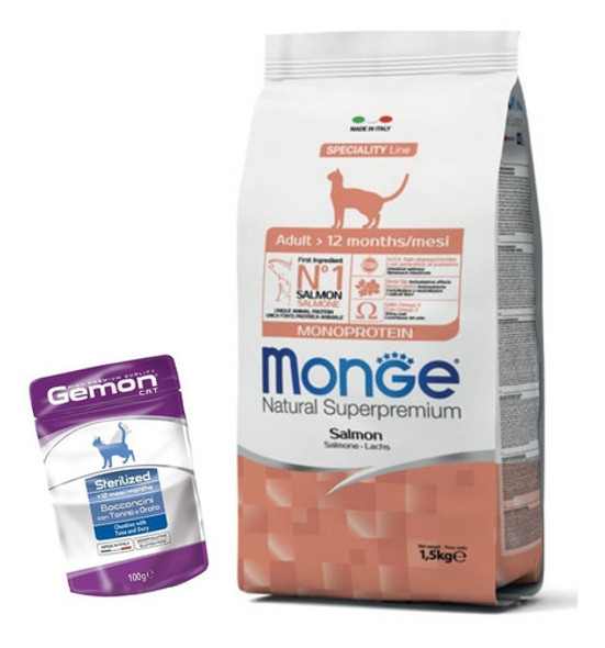 Monge Feline Super Premium Adulto Salmon 10 Kg + Regalo 0 Monge Feline Super Premium Adulto Salmon 10 Kg + Regalo 0