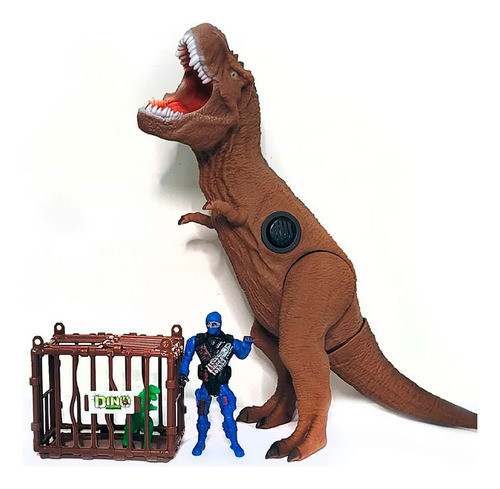 Set Dinosaurio Juguete Tiranosaurio Sonido 2 Dinos Y Muñeco 1
