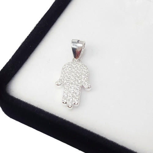 Dije Mano Fátima Con Piedras Blancas Plata 925 Regalo 0