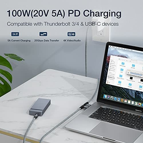 Cable Usb C A Usb C De 90 Grados De 3.2a Pd De 100w  20 Gbps 1