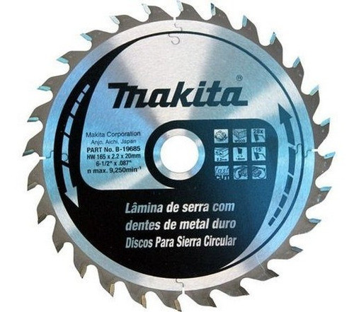 Hoja Sierra Makita B-19685 165mm 28dt Madera Dura Disco Bb 0