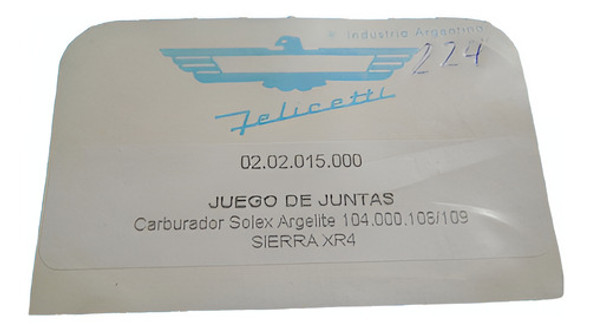 Juego De Juntas De Carburador Ford Sierra Xr4 0