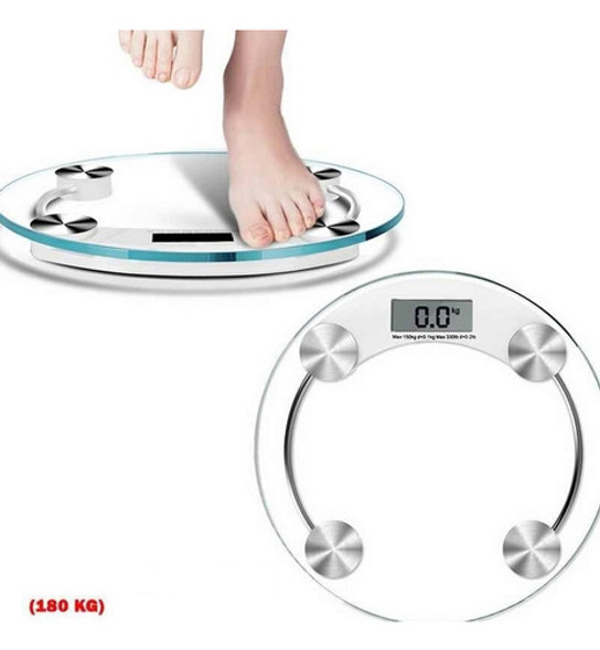 Balanza Digital De Baño Vidrio Y Metal 180kg Redonda - 11384 1