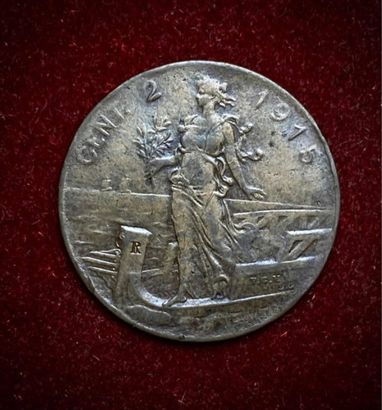 Moneda 2 Centésimos Italia 1915 Km 41 Vittorio Emanuele 3 1