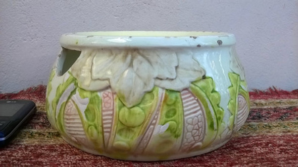 Antigua Salivera Loza Sellada Con Detalles En Esmalte 0