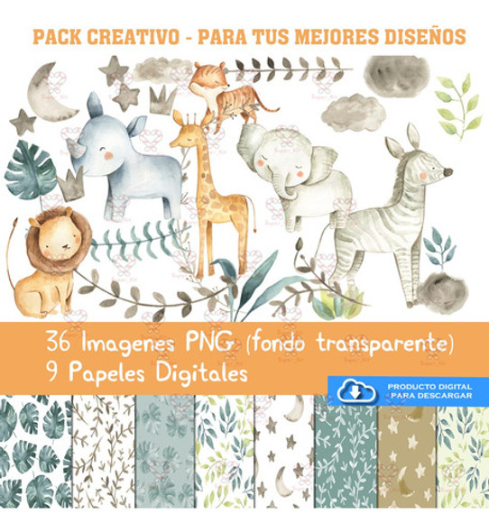 Boho Safari Animales Cliparts Png Papeles Fondos 1