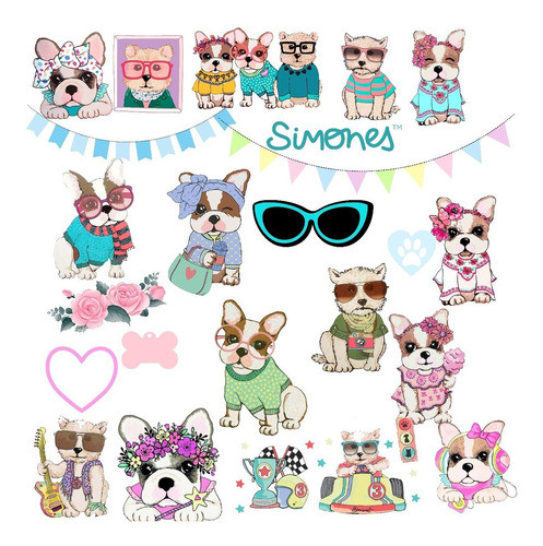 Kit Digital Papeles + Clipart Perritos Simones 1