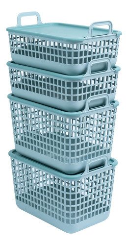 Kit 4 Cestos Telados De Plástico Tampa 2p/2m Verde- Oikos 0