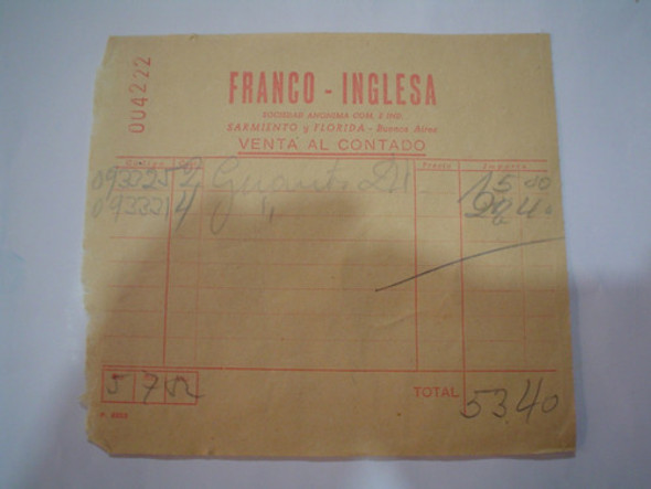 Franco Inglesa 1952 Remito Factura Papeleria Antigua 0 Franco Inglesa 1952 Remito Factura Papeleria Antigua 0