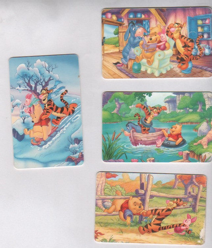 Lote 4 Tarjetas Telefonicas - Serie Disney Pooh - Año 1999 0