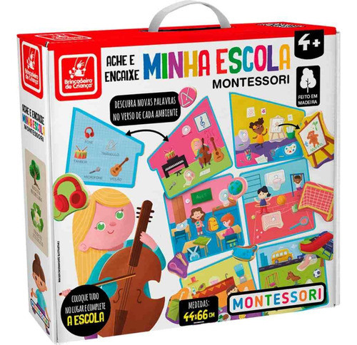 Jogo Ache E Encaixe Minha Escola Madeira Brincadeira Criança 1