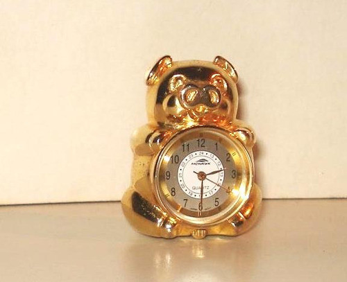 Reloj Para Escritorio - Dorado - Bronce - A Pila - 5 Cm Alto 0
