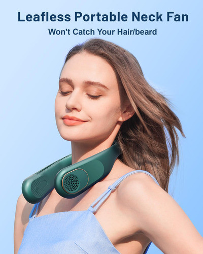 Ventilador De Cuello Portatil, Recargable Por Usb.-verde 1
