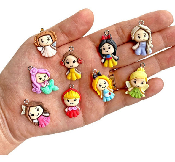 Pingentes Bonecas Princesas Infantil Pulseira Brinco 10 Pçs 0 Pingentes Bonecas Princesas Infantil Pulseira Brinco 10 Pçs 0
