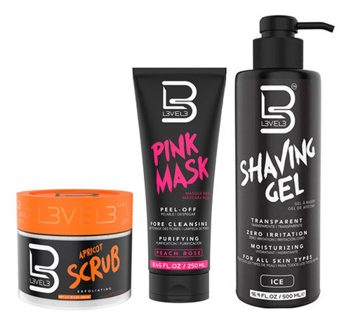 Kit Barbería Level 3 Crema Afeitar + Exfoliante  + Mascara 0