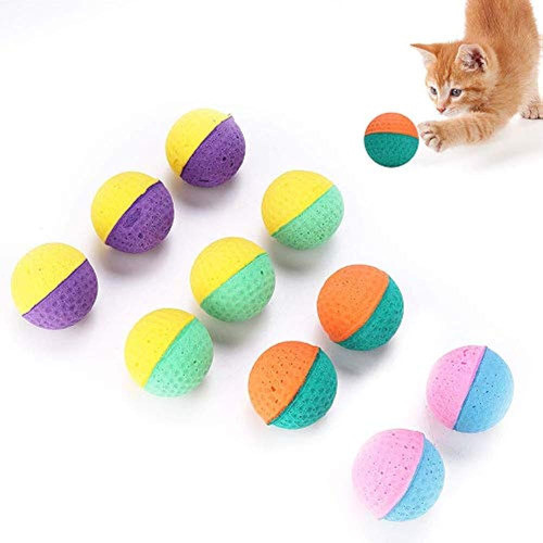 10pcs Cat Latex Balls Toys, Pet Kitten Colorful Foam Ball Sc 0