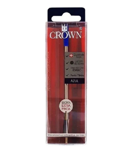 Carga De Caneta Esfero Crown Original Azul Ca12009a 0