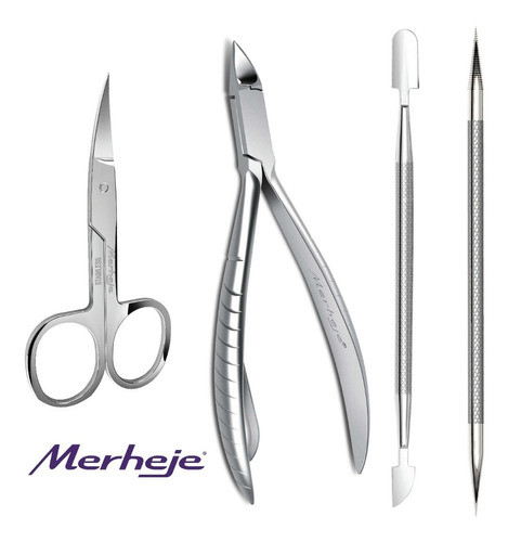 Kit Manicura Pro- Merheje Alicate+ Espátula+ Palito+ Tijera 0