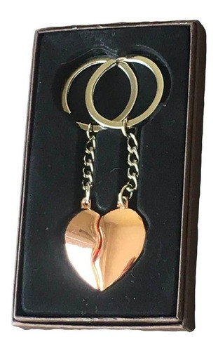 Llavero Doble Corazon Dorado Rosado Grabado Nombres 0