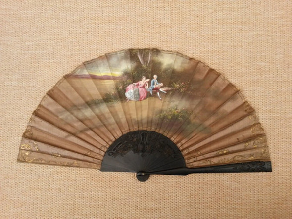 Antiguo Abanico Español Pintado A Mano 0