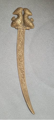 Antiguo Abrecartas De Bronce. Dos Peces 0