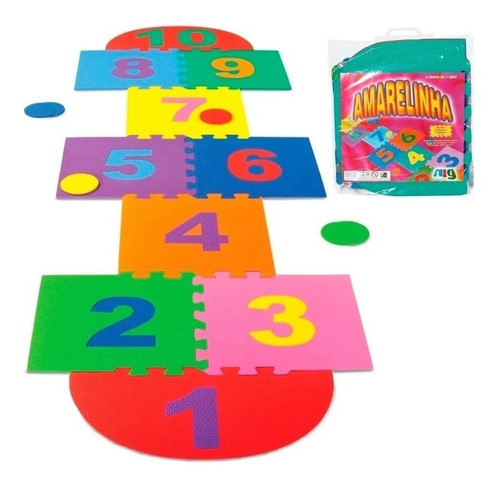 Tapete Amarelinha Infantil 14pças Coloridas Monta E Desmonta 0
