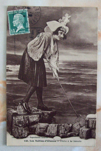 Francia - Postal Antigua B&n 1925 Pesca Camarón Yv 171 L3036 0