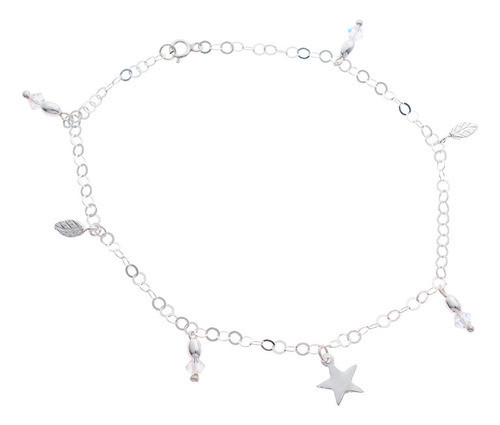 Tobillera De Bolitas Facetadas Plata 925 Regalo 20 Cm 0