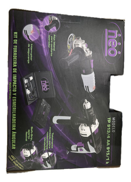Kit Taladro Percutor Y Amoladora Angular Neo 0