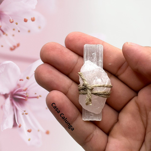 Kit Talismã Do Amor Cristal Quartzo Rosa E Selenita Pedra 1