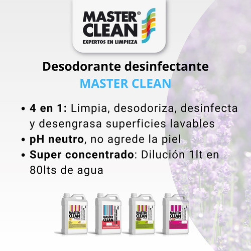 Desodorante Desinfectante Lavanda  X 5 Lts - Master Clean 1