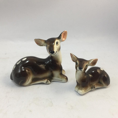 Antigua Porcelana Miniatura - Ciervos Colorados X 2 Bambi 1