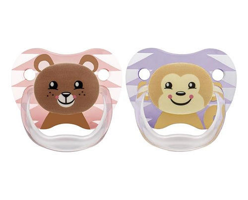 Chupete Dr. Brown's Etapa 2 Oso Y Mono 6-12m Rosado 0