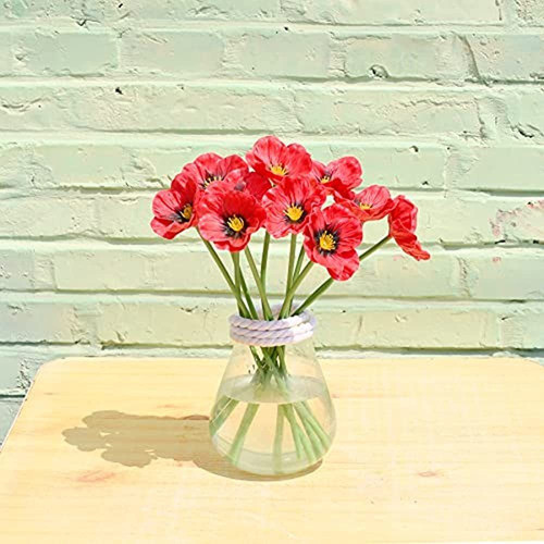 Mandy's 10 Flores Artificiales Rojas De Seda De Amapola De 1 0
