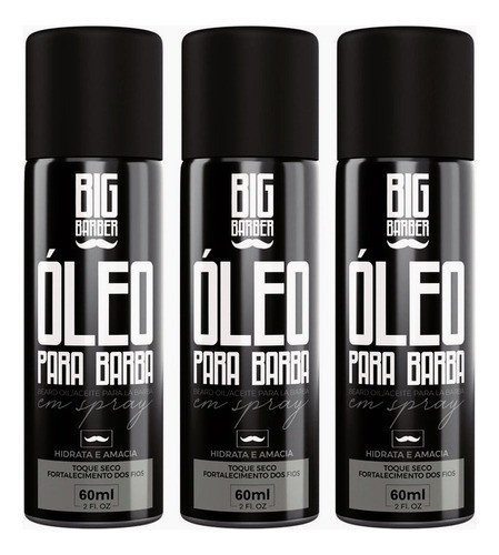Óleo Para Barba Spray Big Barber 60ml Antifrizz Caixa 3 Unid 0