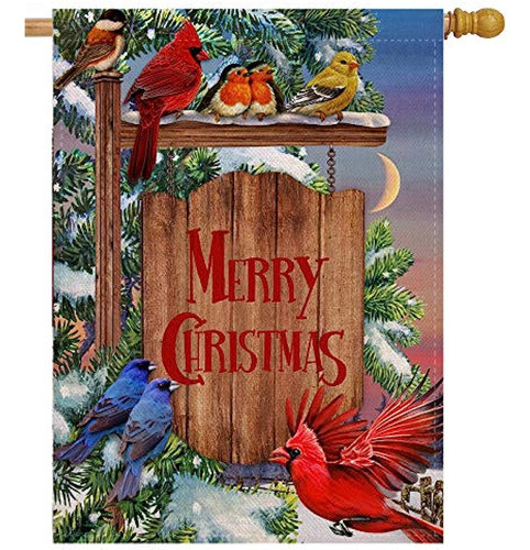 Selmad Feliz Navidad 28 X 40 Bandera De La Casa Del Cardenal 0