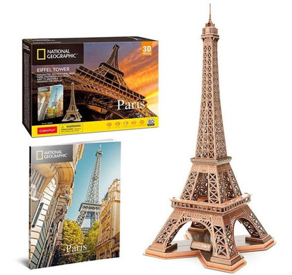 Puzle 3d 80 Piezas  Torre Eiffel Paris Francia - Cubicfun 0