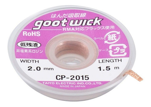 Malla Desoldante Saturada En Flux Goot Japon 2mm Cp2015 0