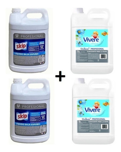 Skip Jabón Liquido X 5 Lt (2) + Suavizante Vivere X 5 Lt (2) 0