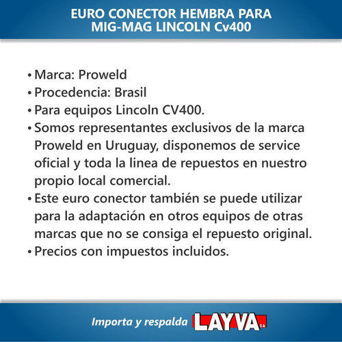 201170 Euro Conector Hembra Mig Para Lincoln Cv400 Layva 1