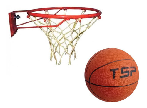 Aro De Basquet Hierro Macizo + Red + Pelota Basket N 5 Tsp 0