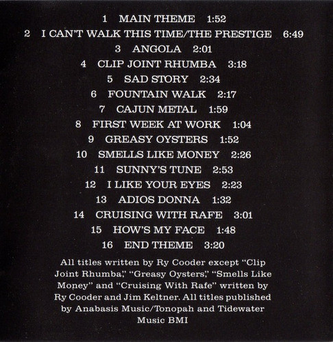 Ry Cooder Cd: Johnny Handsome (original Motion Picture ) 1