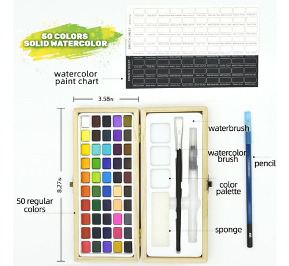 Sitoantd Juego De Pintura De Acuarela, Juego De Acuarela De 1